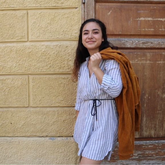 Zara Dresses & Skirts - Zara white and blue pinstriped shirt dress